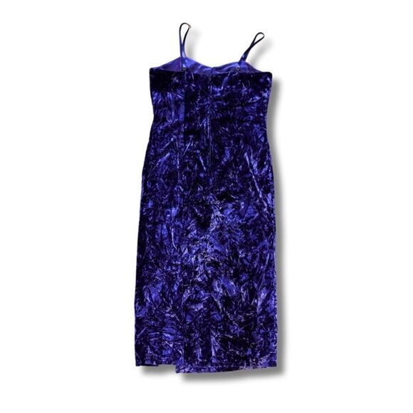 90s Vintage Crushed Velvet Evening Gown in Deep Indigo Blue/Purple, Size L - Picture 4 of 11